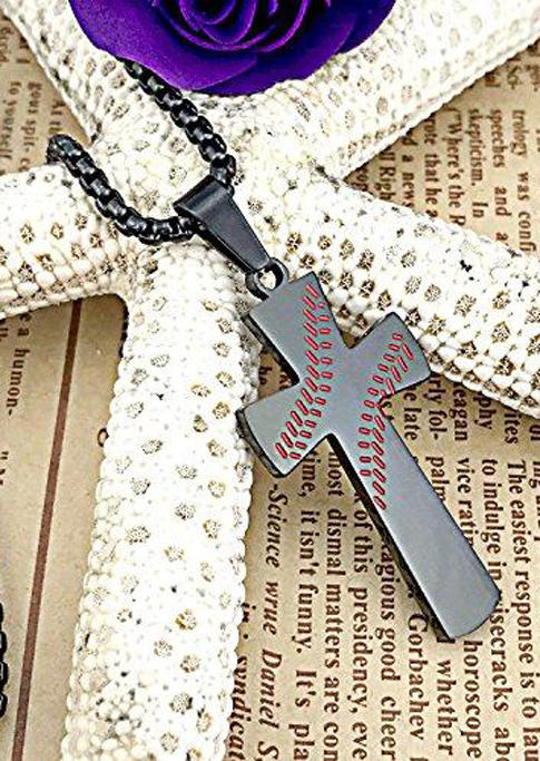 

Necklaces Baseball Cross Pendant Necklace in Gold. Size