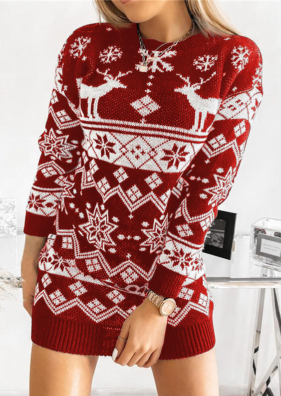 

Mini Dresses Christmas Reindeer Long Sleeve Mini Dress in Gray. Size