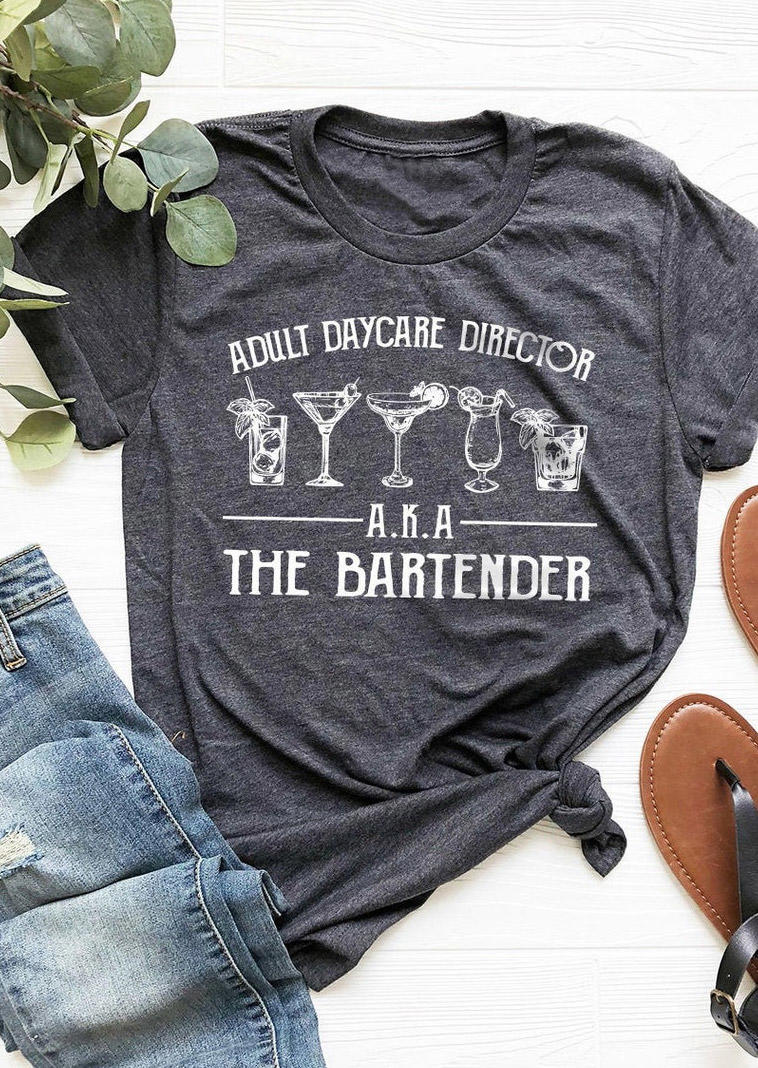 T-shirts Tees Adult Daycare Direction The Bartender T-Shirt Tee in Dark Grey. Size: S,XL
