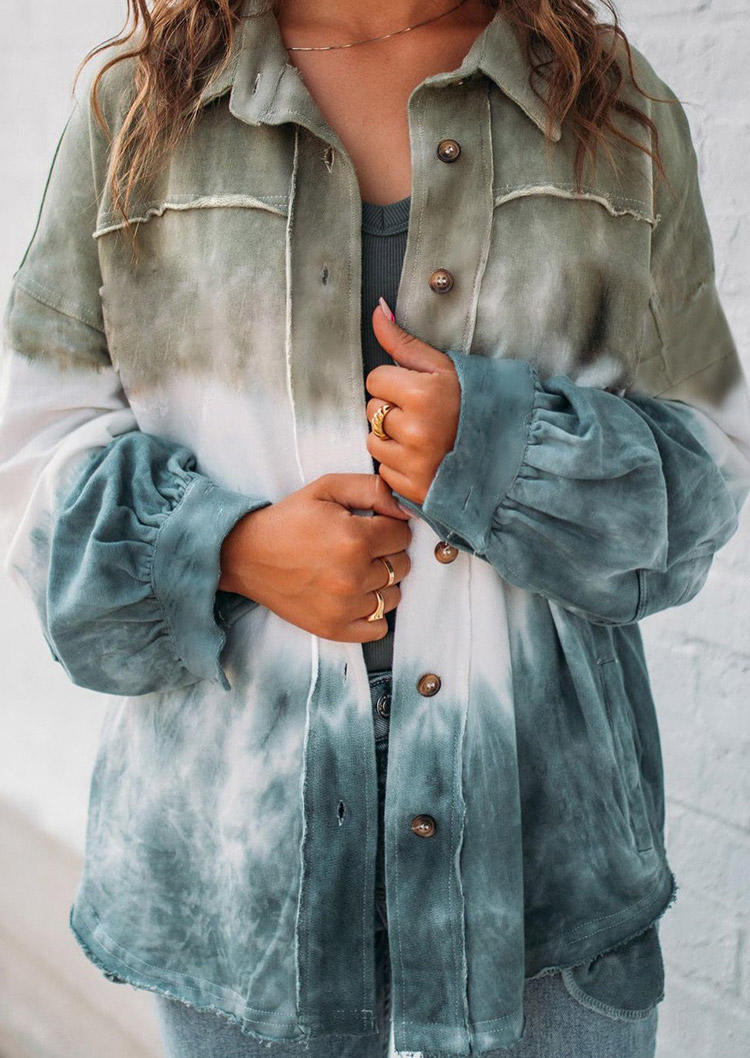 

Coats Color Block Tie Dye Gradient Button Coat in Multicolor. Size: ,M,L,XL