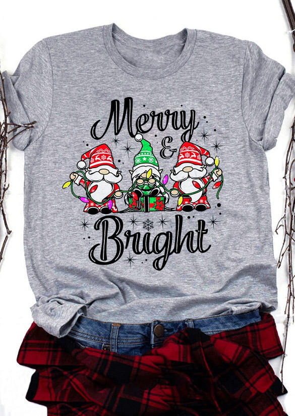 

T-shirts Tees Merry Bright Gnomies T-Shirt Tee in Gray. Size: ,M,XL