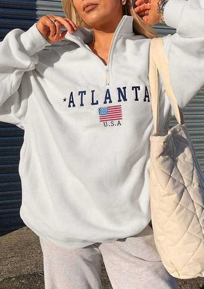 

Sweatshirts Atlanta American Flag Zipper Sweatshirt in White. Size