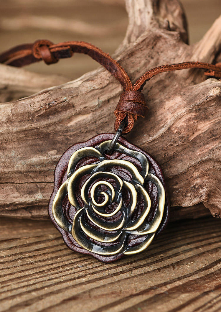 

Necklaces Rose Leather Alloy Necklace in Brown. Size