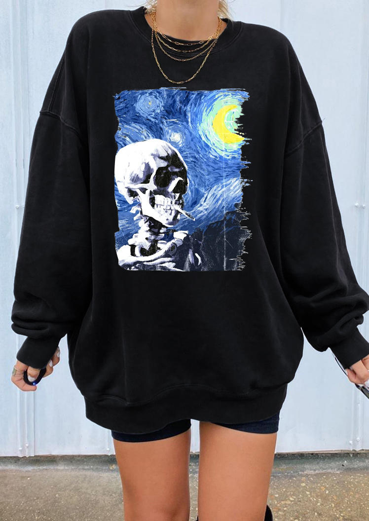 

Sweatshirts Van Gogh Cigarette Skeleton Sweatshirt in Black. Size: ,M,L,XL