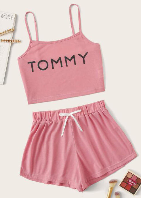 

Sleepwear Tommy Camisole And Shorts Pajamas Set in Pink. Size: ,M,L