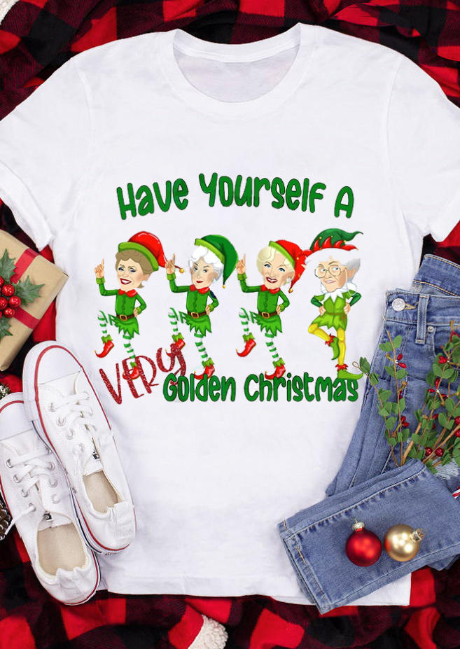 

T-shirts Tees Have Yourself A Very Golden Christmas T-Shirt Tee in White. Size