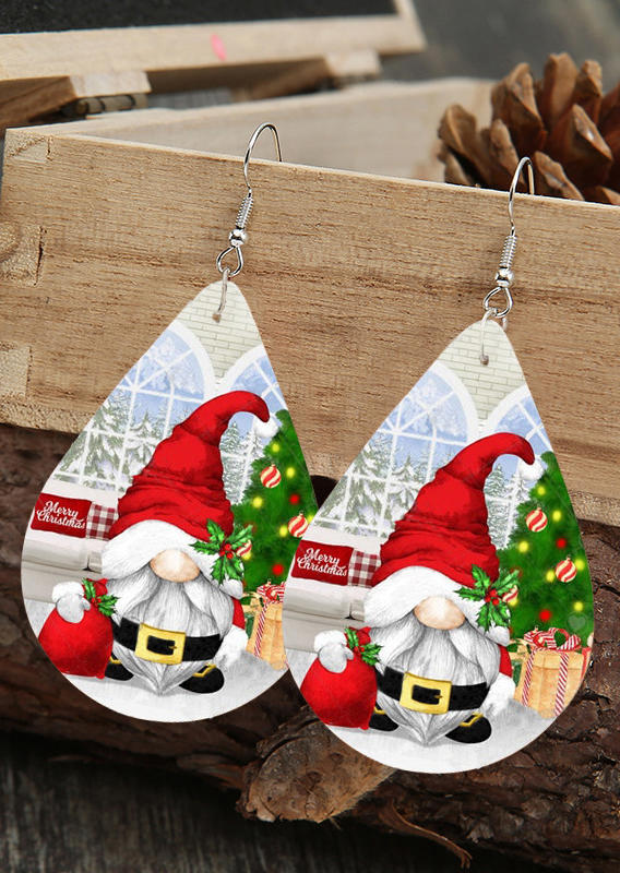 

Earrings Christmas Gnomies Snowflake Water Drop Earrings in Multicolor. Size