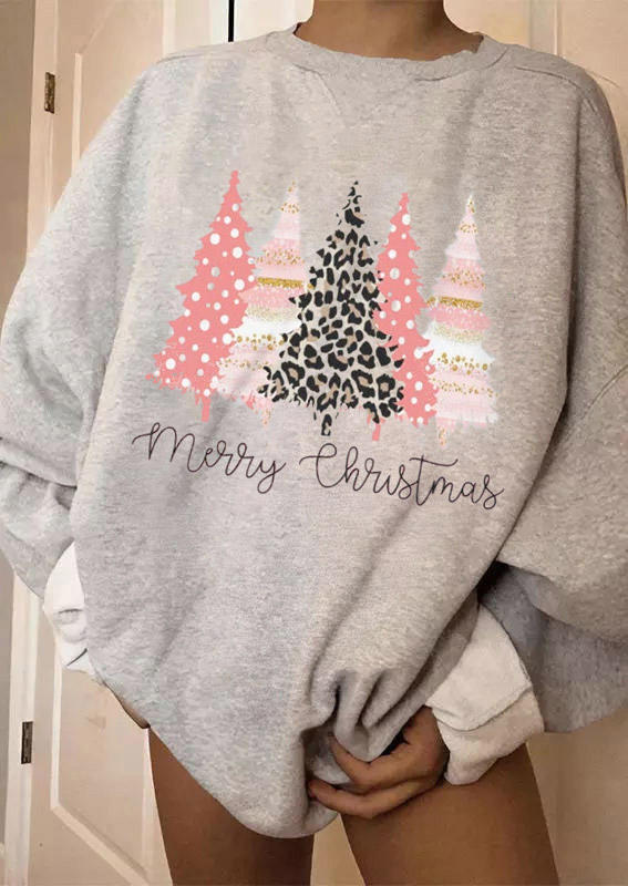

Sweatshirts Merry Christmas Leopard Tree Sweatshirt in Gray. Size