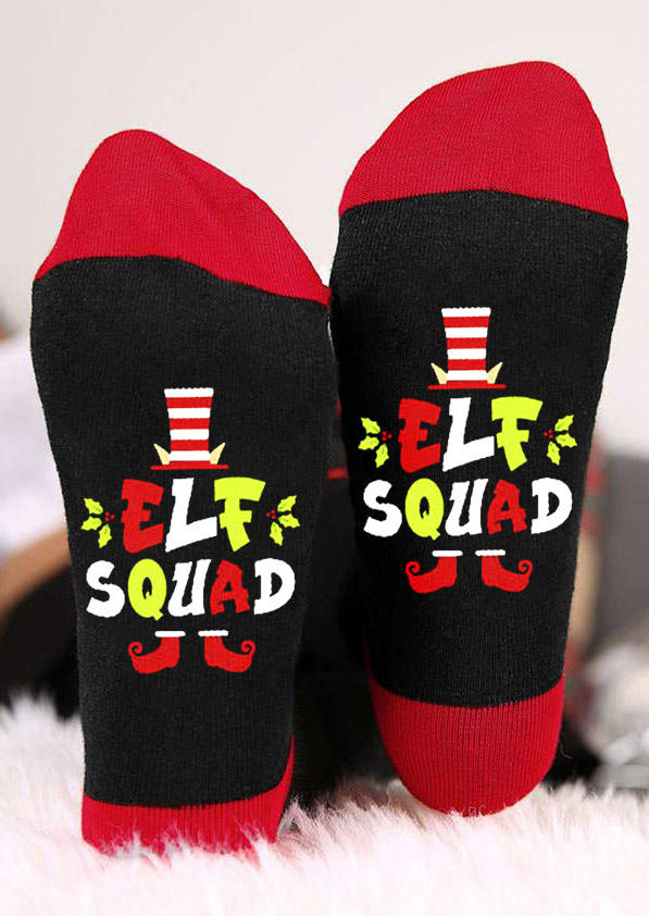Christmas Elf Squad Crew Socks - Black