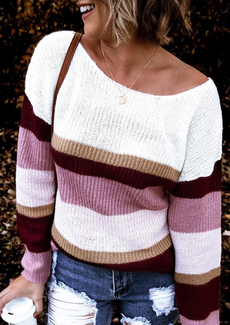 Sweaters Color Block Long Sleeve Sweater in Multicolor. Size: L