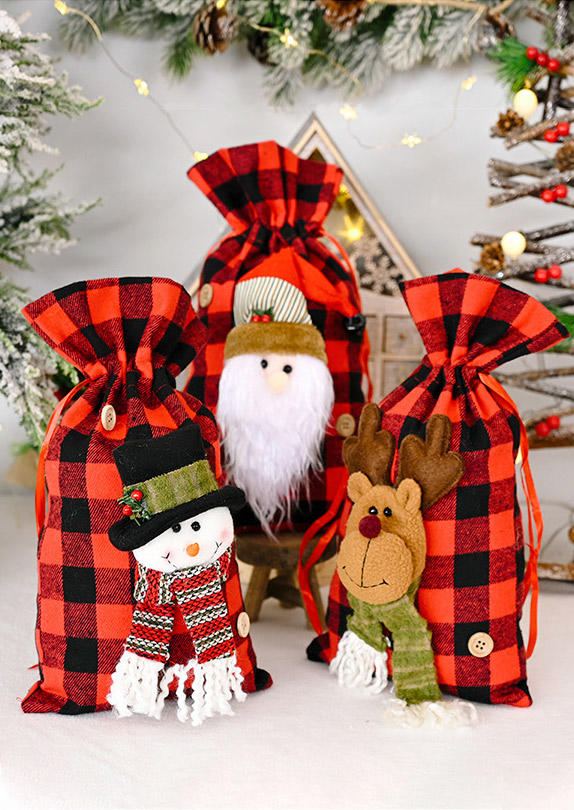 

Christmas Decoration Christmas Drawstring Buffalo Plaid Santa Reindeer Candy Bags in Pattern1,Pattern2. Size