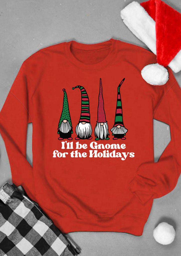 Sweatshirts I'll Be Gnome For The Holidays Sweatshirt in Red. Size: L,M,S,XL