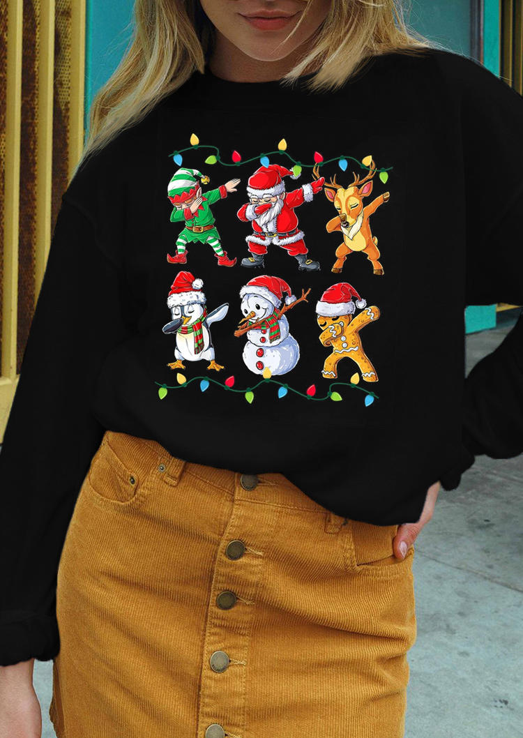 

Sweatshirts Christmas Santa Claus Snowman Reindeer Sweatshirt in Black. Size: ,M,L,XL