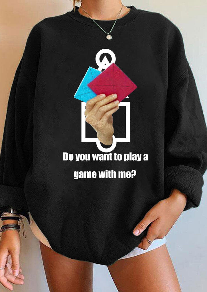 

Sweatshirts Squid Game Long Sleeve O-Neck Sweatshirt in Black. Size: ,M,L,XL