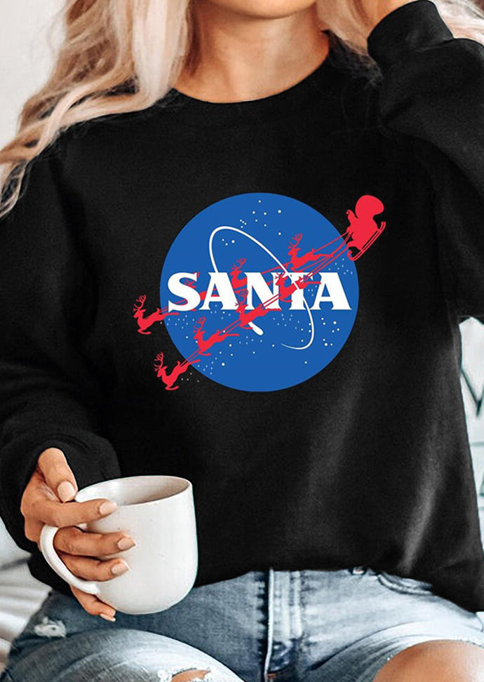 

Sweatshirts Christmas Santa Reindeer Long Sleeve Sweatshirt in Black. Size: ,M,L,XL
