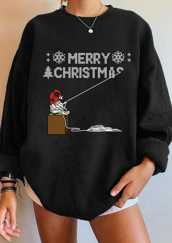 

Sweatshirts Merry Christmas Santa Claus Sweatshirt in Black. Size: ,M,L,XL
