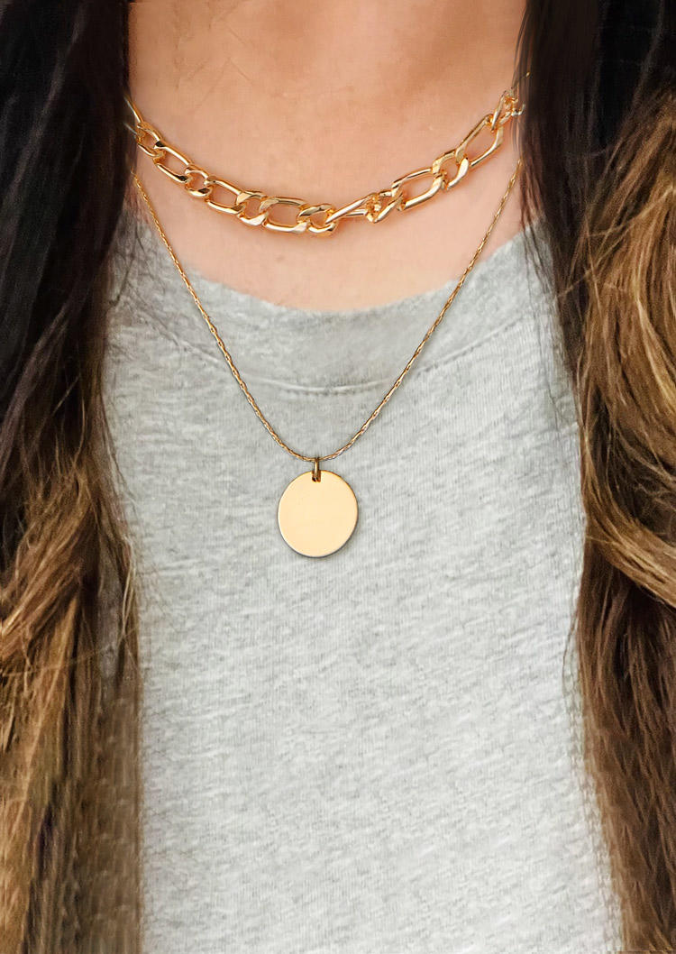 

Necklaces Double-Layered Disc Pendant Necklace in Gold. Size