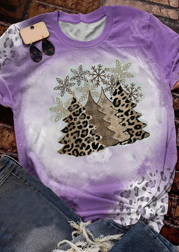 T-shirts Tees Tree Leopard Bleached T-Shirt Tee in Purple. Size: M