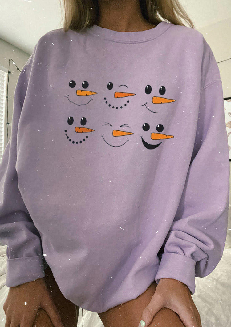 

Sweatshirts Christmas Snowman Long Sleeve Sweatshirt in Light Purple. Size: ,M,L,XL