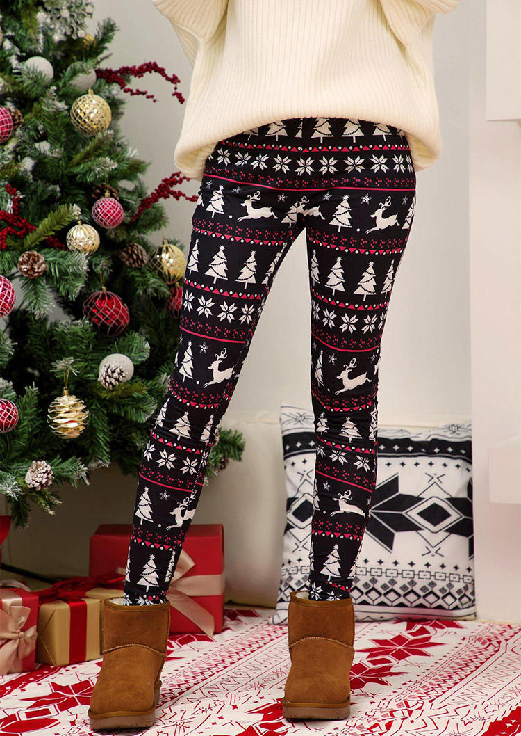 

Leggings Christmas Tree Reindeer Elastic Waist Leggings in Black. Size: ,M,L,XL