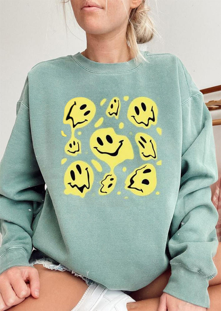 

Sweatshirts Smiley O-Neck Long Sleeve Sweatshirt in Green. Size: ,M,L,XL