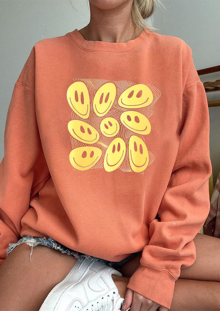 

Sweatshirts Smiley Long Sleeve O-Neck Sweatshirt in Orange. Size: ,M,L,XL