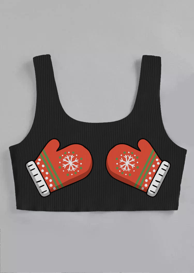 

Crop Tops Christmas Gloves Crop Tank Top in Black. Size: ,M,L,XL