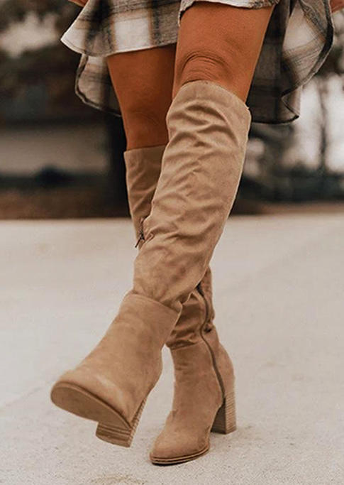 

Boots Pointed Toe Knee-High Heeled Boots - Camel in Brown. Size: ,40