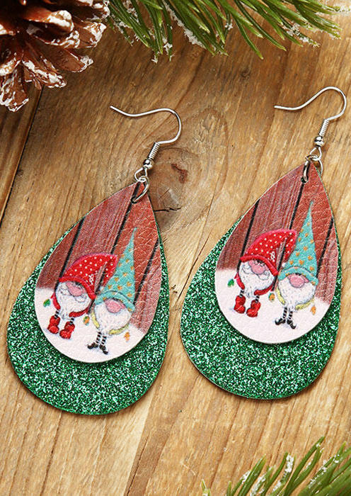 Earrings Gnomies Sequined Dual-Layered Leather Earrings in Red. Size: One Size
