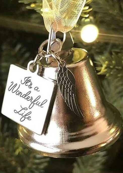 Christmas Decoration It's A Wonderful Life Wing Bell Christmas Tree Hanging Ornament in Silver. Size: One Size