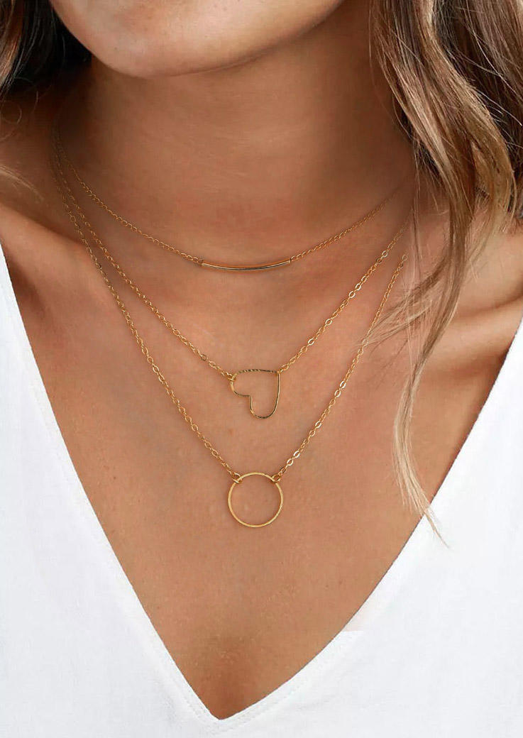 Necklaces Love Heart Multi-Layered Pendant Necklace in Gold. Size: One Size