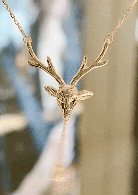 

Necklaces Christmas Reindeer Pendant Necklace in Gold. Size