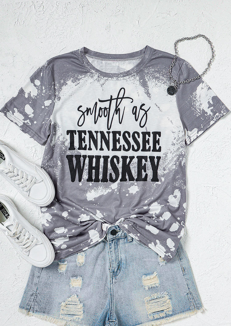 

T-shirts Tees Smooth As Tennessee Whiskey Bleached T-Shirt Tee in Gray. Size