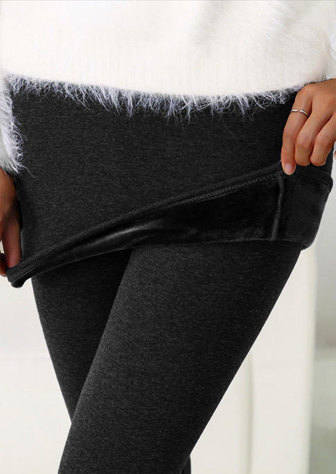 

Leggings Warm Fleece Lined High Waist Skirted Leggings in Black. Size: ,M,L,XL