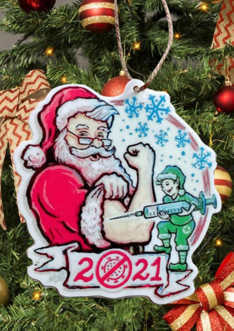 Santa Claus Vaccine Decoration Pendant Ornament - Red
