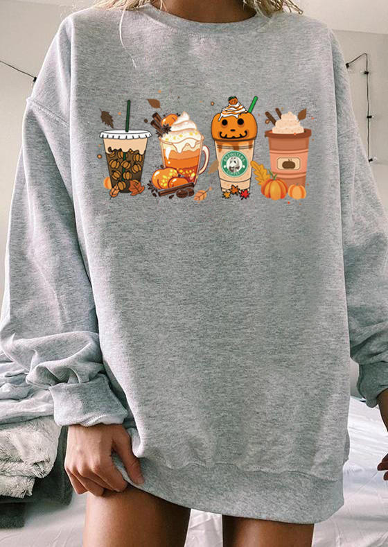 

Sweatshirts Drink Pumpkin Coffee Leaf Sweatshirt in Gray. Size
