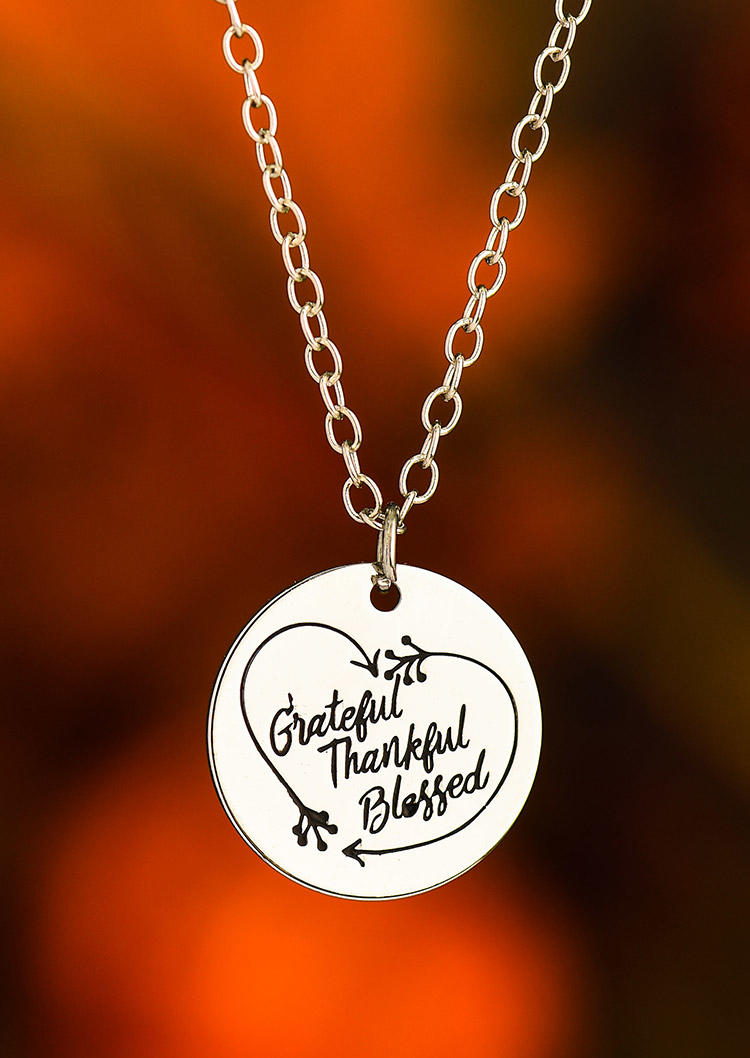 

Necklaces Thanksgiving Grateful Thankful Blessed Necklace in Pattern1. Size