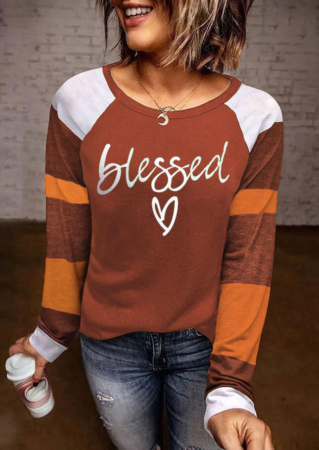 Blouses Thanksgiving Blessed Color Block Blouse in Multicolor. Size: XL