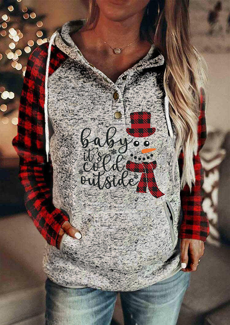 

Hoodies Snowman Plaid Baby It' Cold Outside Hoodie in Gray. Size