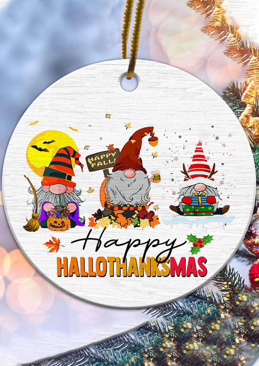 

Christmas Decoration Happy Fall Hallothanksmas Pumpkin Maple Leaves Gnomies Decoration Ornament in Multicolor. Size
