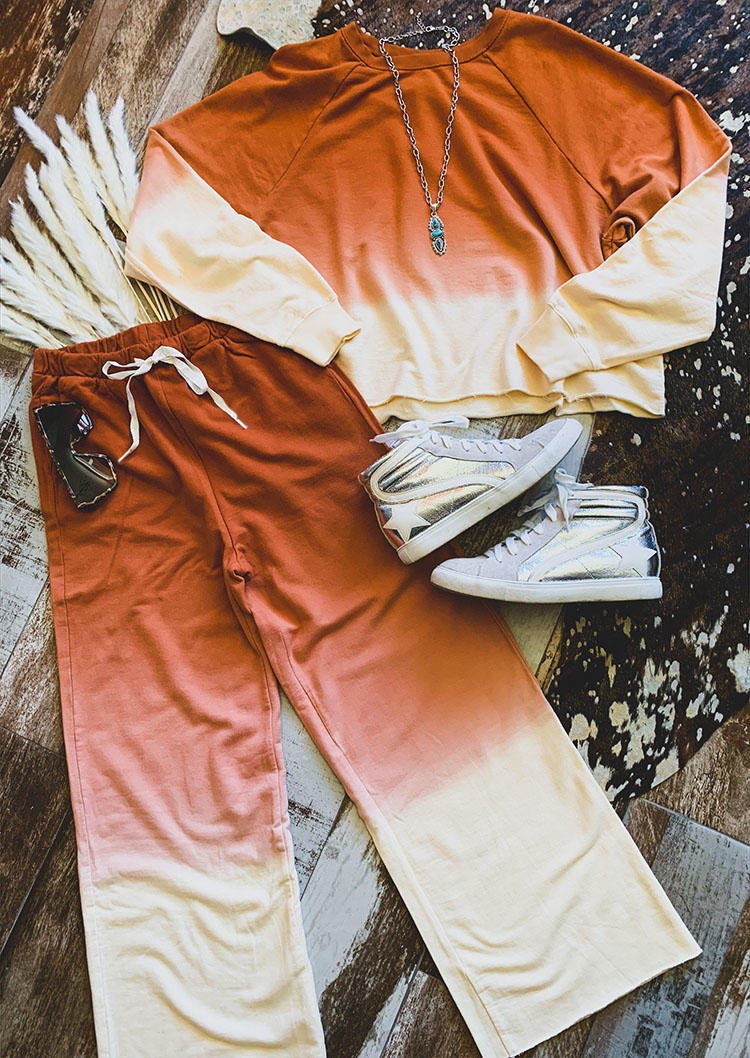 

Two-Piece Sets Gradient Raglan Sleeve Sweatshirt And Drawstring Sweatpants Two-Piece Set in Multicolor. Size: ,M,L,XL