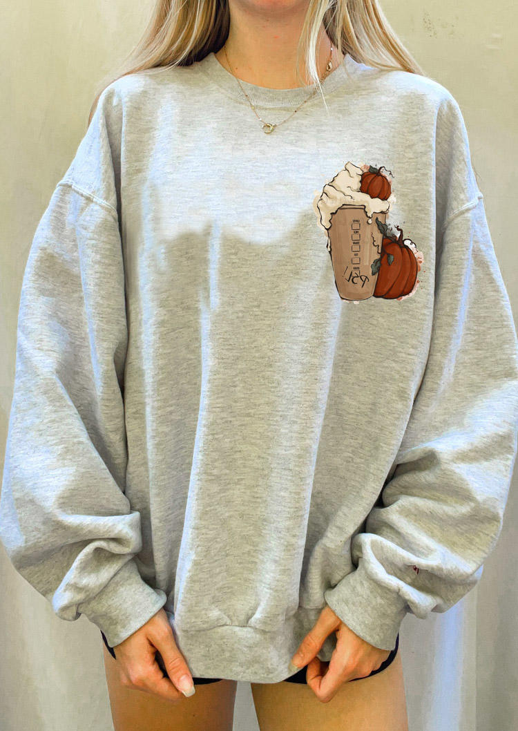 

Sweatshirts Coffee Pumpkin Long Sleeve Sweatshirt in Gray. Size: ,M,L,XL