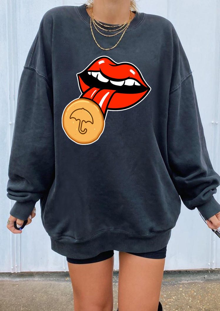 

Sweatshirts Game Lips Long Sleeve Sweatshirt in Dark Grey. Size: ,M,L,XL
