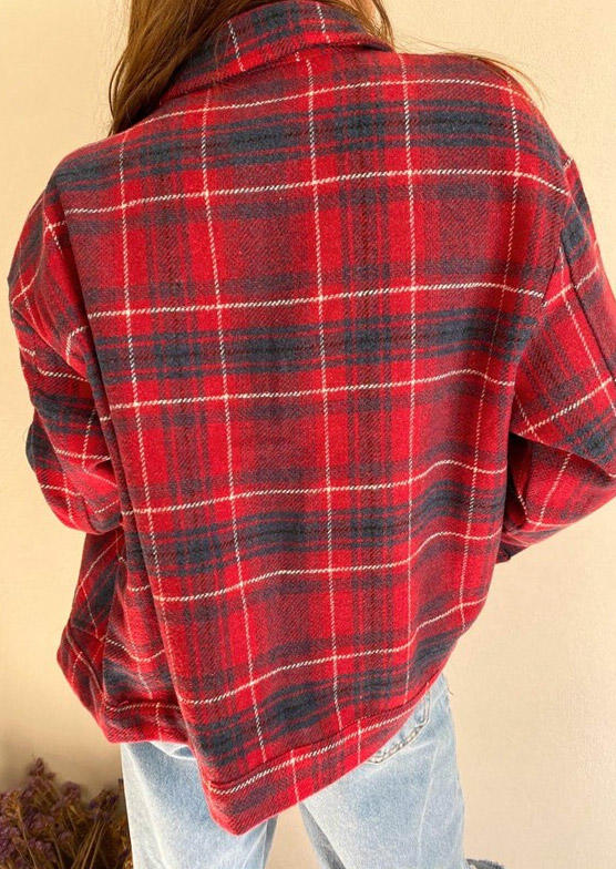

Coats Plaid Button Turn-Down Collar Coat in Plaid. Size: ,M,L,XL