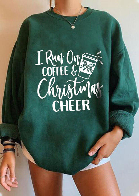 

Sweatshirts I Run On Coffee Christmas Cheer Sweatshirt in Green. Size: ,M,L,XL