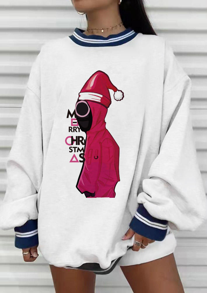 

Sweatshirts Game Printed Christmas Hat Sweatshirt in White. Size: ,M,L,XL