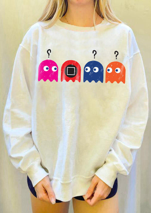 

Sweatshirts Game Printed Long Sleeve Sweatshirt in White. Size: ,M,L,XL