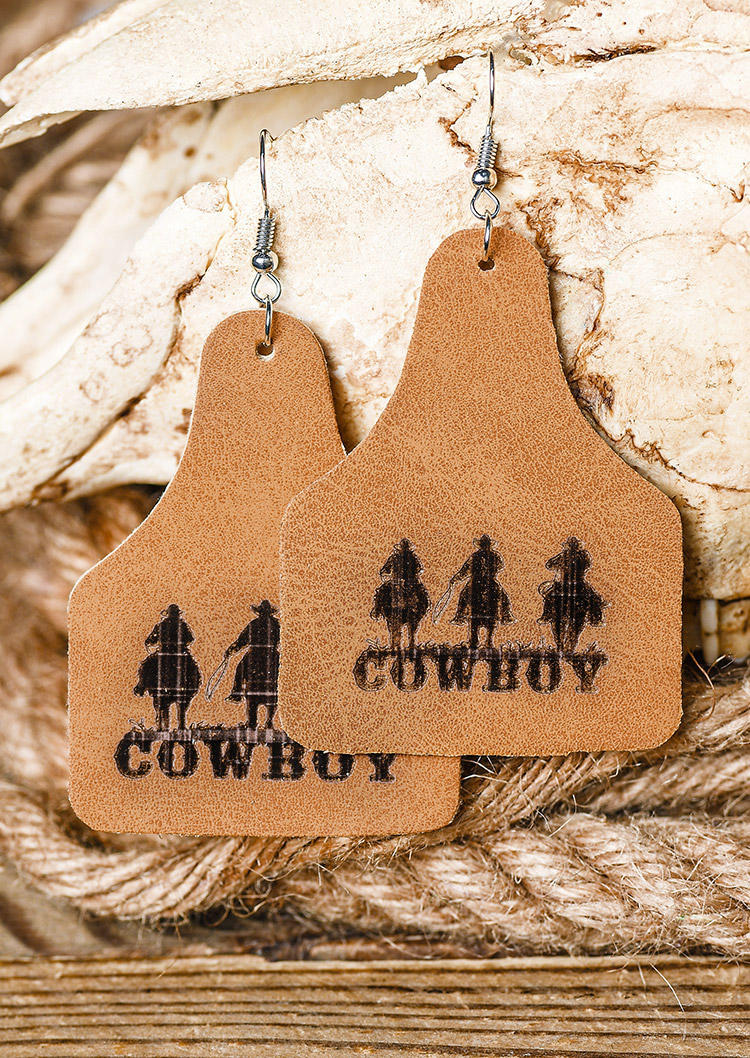 Earrings Cowboy Horse PU Leather Earrings in Pattern2. Size: One Size