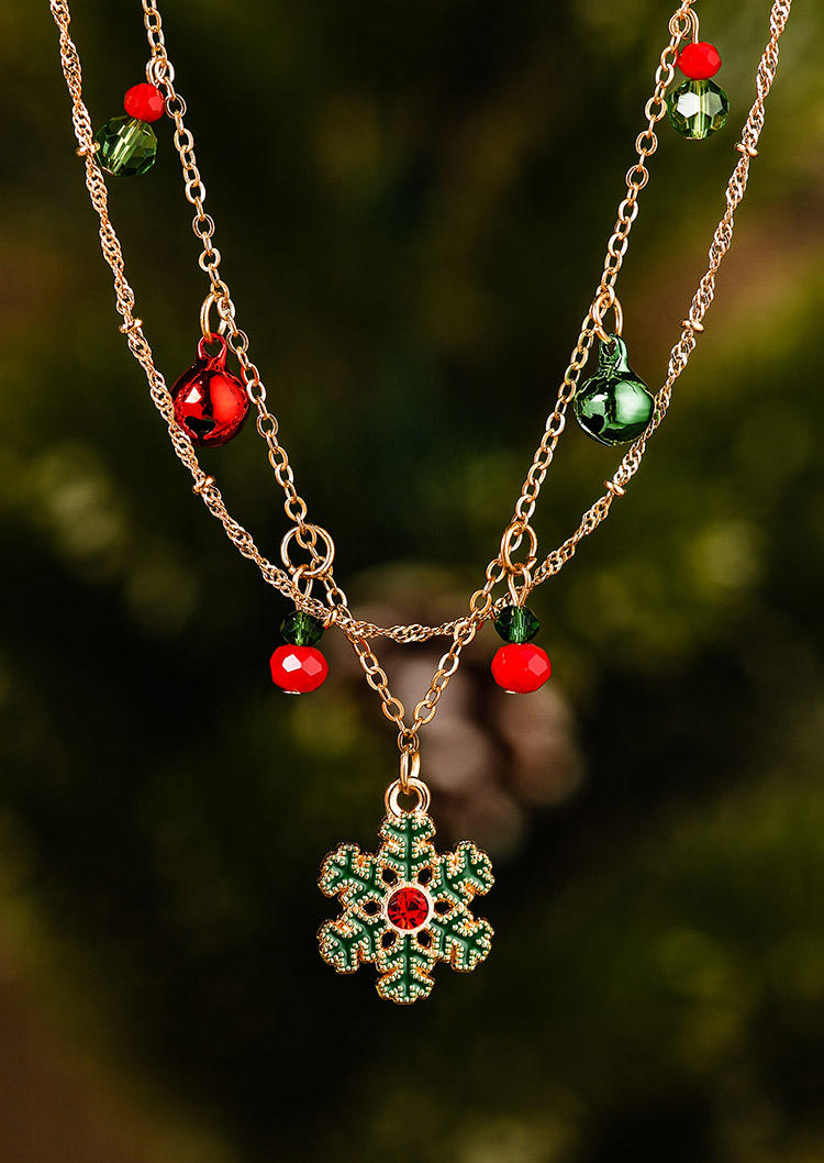 

Necklaces Christmas Bell Snowflake Double-Layered Necklace in Gold. Size