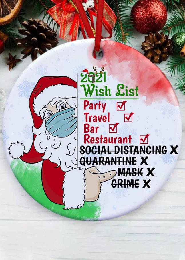 Santa Claus 2021 Wish List Decoration Pendant Ornament